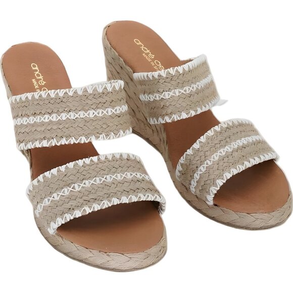 Andre Assous Raffia Espadrille Wedge Sandals Comfort Size 36 EU - Picture 1 of 6